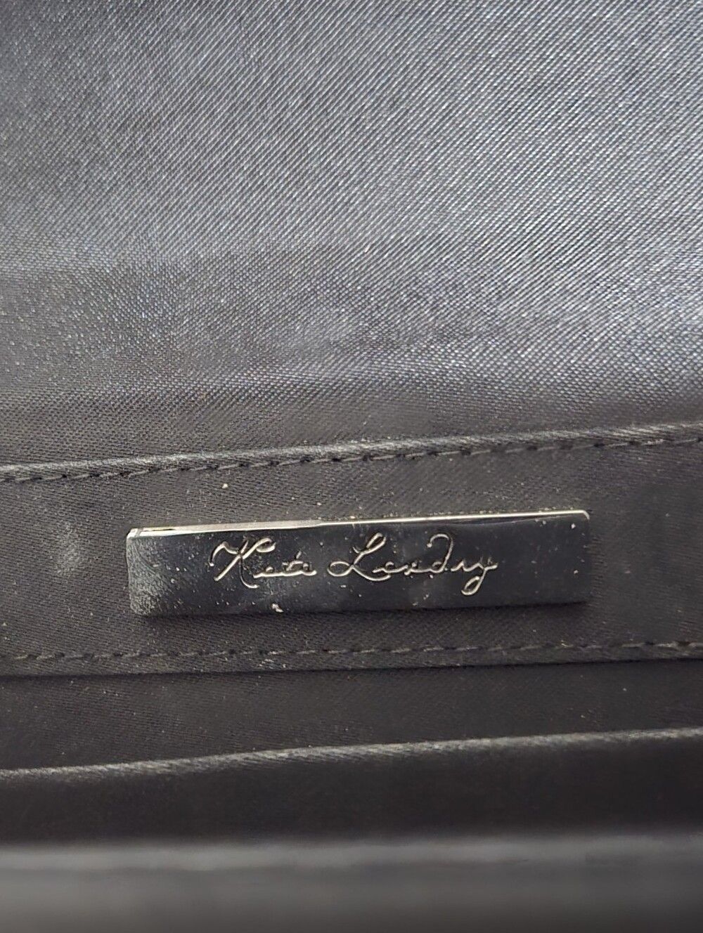 Kate Landry Black Satin Pleated Evening Clutch with Strap - Picture 8 of 8